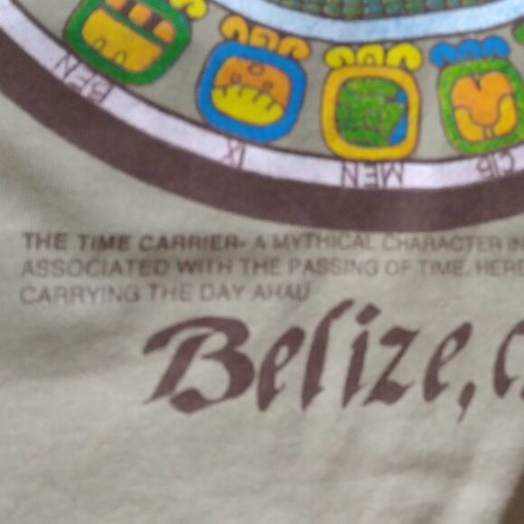 Vintage Time Carrier Mayan Character Belize T-Shirt - Picture 4 of 9